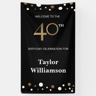 Personalised 40th Birthday Gold and black confetti Banner