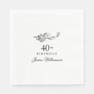 Personalised 40th Birthday Party Golf Theme Napkin
