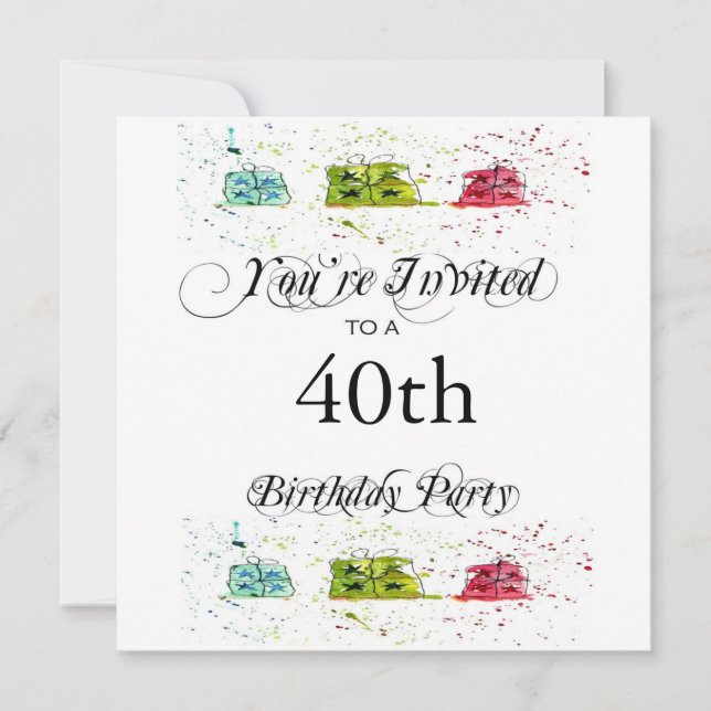 Personalised 40th Birthday Party Invitations (Front)
