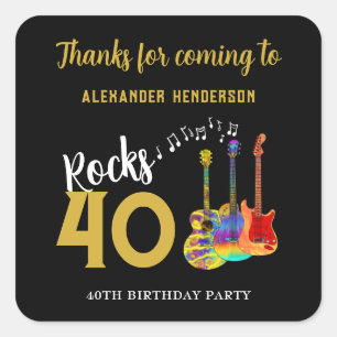 Personalised 40th Birthday Party Thank You Square Sticker