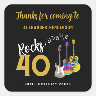 Personalised 40th Birthday Party Thank You Square Sticker