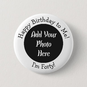 Personalised 40th Birthday Photo Button