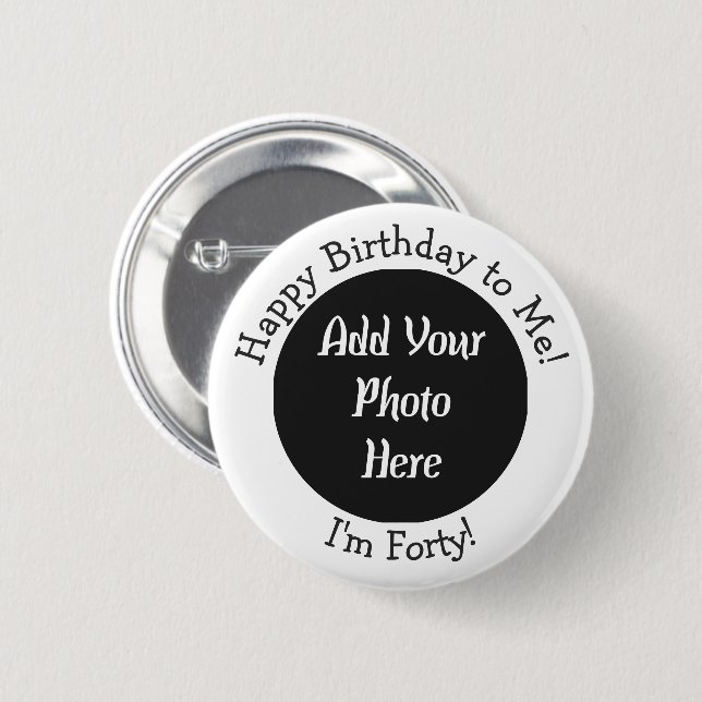 Personalised 40th Birthday Photo Button (Front & Back)