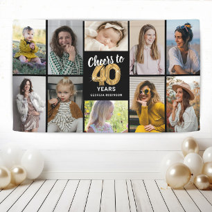 Personalised 40th Birthday Photo Collage Banner
