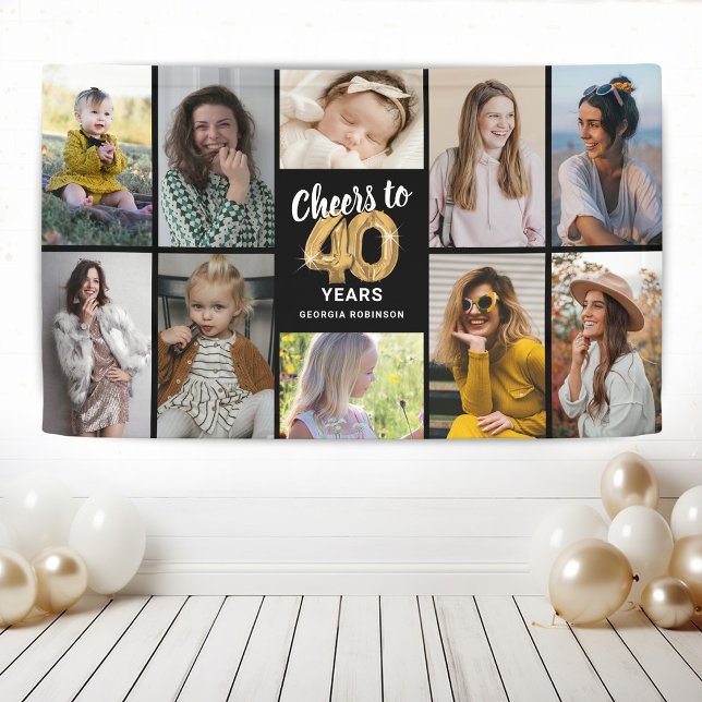 Personalised 40th Birthday Photo Collage Banner (Creator Uploaded)