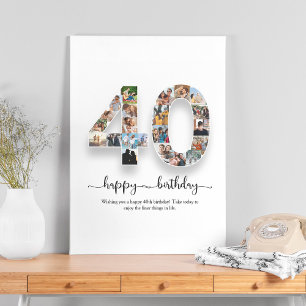 Personalised 40th Birthday Photo Collage Poster