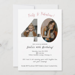 Personalised 40th Birthday Photo Invitation