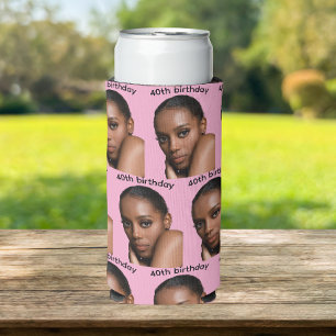 Personalised 40th birthday photo seltzer can cooler