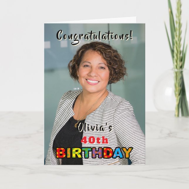 Personalised 40th Birthday with Photo Card (Front)