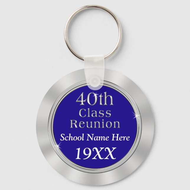 Personalised 40th Class Reunion Gifts, Your Key Ring (Front)