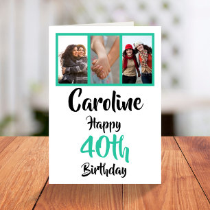 Personalised 40th happy birthday photo collage card