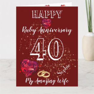Personalised 40th Ruby Anniversary Card For Wife