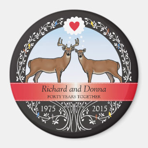 Personalised 40th Wedding Anniversary, Buck & Doe Magnet
