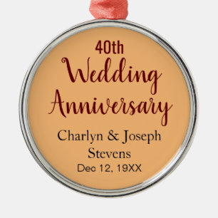 Personalised 40th Wedding Anniversary Metal Tree Decoration