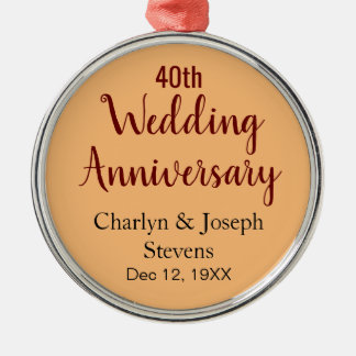Personalised 40th Wedding Anniversary Metal Tree Decoration