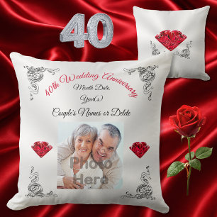 Personalised 40th Wedding Anniversary Present Cushion
