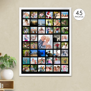 Personalised 45 Photo Collage Custom Colour Poster