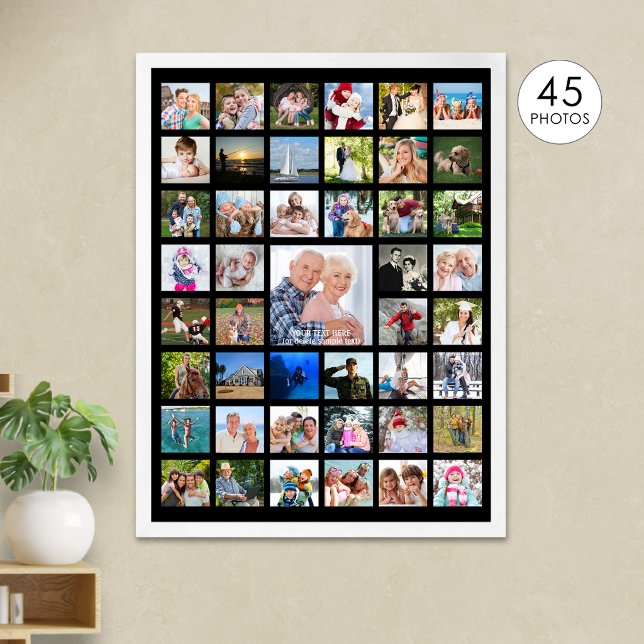 Personalised 45 Photo Collage Custom Colour Poster (Creator Uploaded)