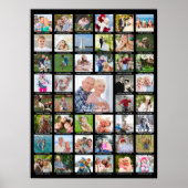 Personalised 45 Photo Collage with Captions Black Poster (Front)