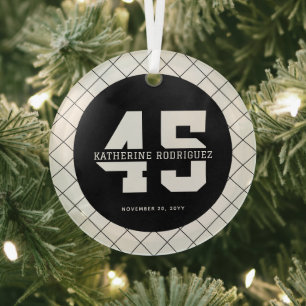 Personalised 45th Birthday Modern and Elegant Glass Tree Decoration