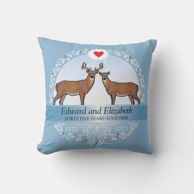 Personalised 45th Wedding Anniversary, Buck & Doe Cushion (Front)
