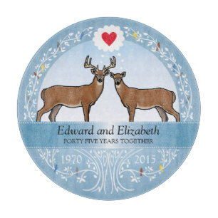 Personalised 45th Wedding Anniversary, Buck & Doe Cutting Board