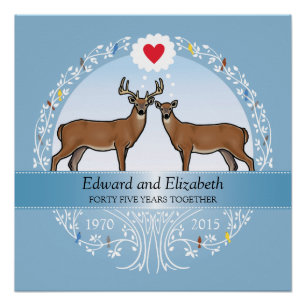 Personalised 45th Wedding Anniversary, Buck & Doe Poster