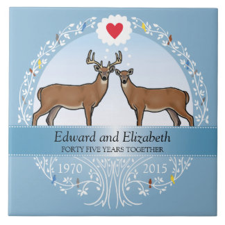 Personalised 45th Wedding Anniversary, Buck & Doe Tile