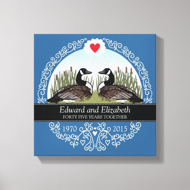 Personalised 45th Wedding Anniversary, Geese Canvas Print (Front)