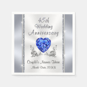 Personalised 45th Wedding Anniversary Napkins