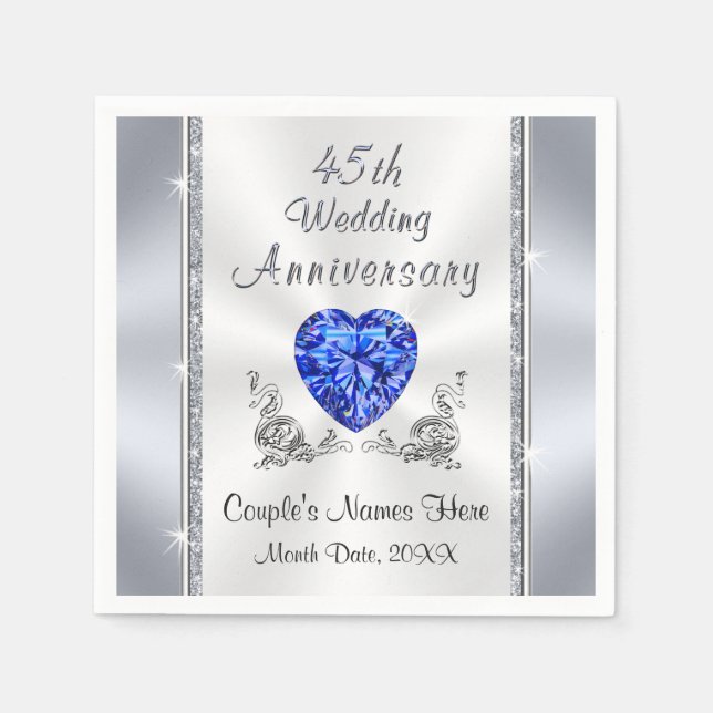 Personalised 45th Wedding Anniversary Napkins (Front)