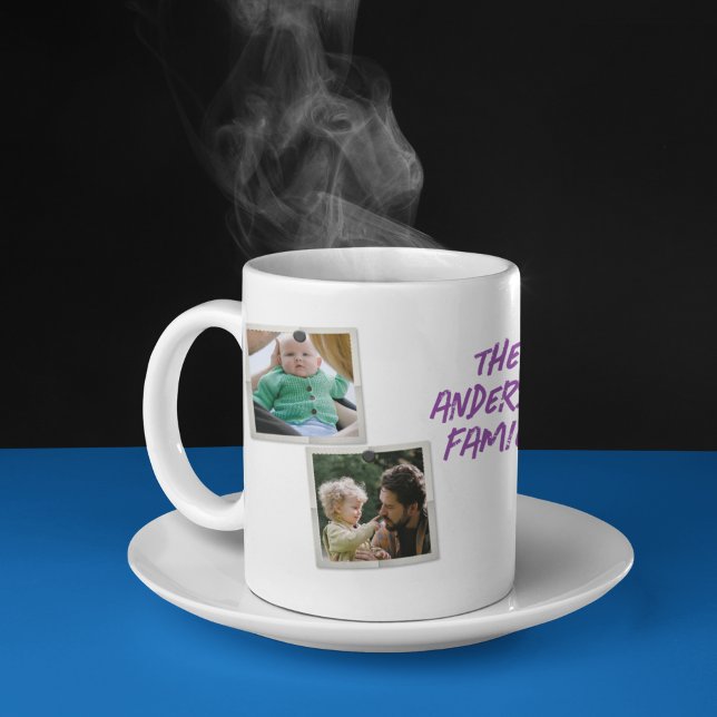 Personalised 4 Family Photo Collage with Texts Coffee Mug (Creator Uploaded)
