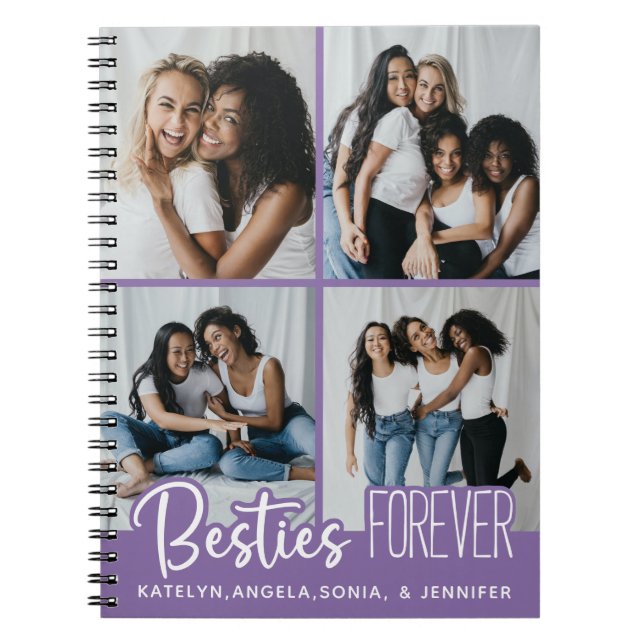 Personalised 4 Photo Collage Best Friends Forever Notebook (Front)
