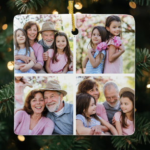 Personalised 4 Photo Collage Christmas Ceramic Ornament