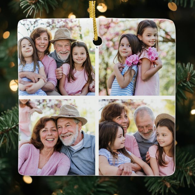 Personalised 4 Photo Collage Christmas Ceramic Ornament (Personalized 4 Photo Collage Christmas Ceramic Ornament )