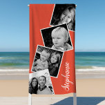 Personalised 4 Photo Collage Film Strip Coral Beach Towel<br><div class="desc">Personalised 4 Photo Collage Film Strip Coral Beach Towel. Personalise this custom design with 4 family photos and your name, </div>