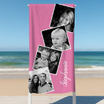 Personalised 4 Photo Collage Film Strip Pink Beach Towel<br><div class="desc">Personalised 4 Photo Collage Film Strip Pink Beach Towel. Personalise this custom design with 4 family photos and your name, </div>