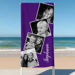 Personalised 4 Photo Collage Film Strip Purple Beach Towel<br><div class="desc">Personalised 4 Photo Collage Film Strip Purple Beach Towel. Personalise this custom design with 4 family photos and your name, </div>