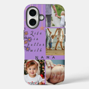 Personalised 4 Photo Collage Life is better Nana iPhone 16 Case
