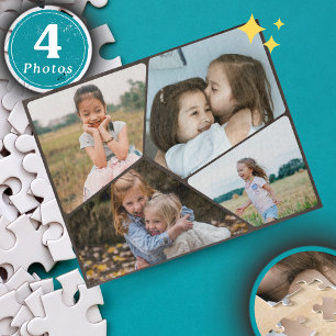 Personalised 4-Photo Collage Puzzle Custom Gift