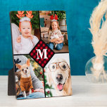 Personalised 4 Photo Collage Red Plaid Monogram Plaque<br><div class="desc">Celebrate your your favourite memories with a custom Red Buffalo Plaid Monogram Photo Collage plaque . When you have so many fun memories and photos , one photo isn't enough . Our Custom Photo Plaque has 4 photos and a centre monogrammed initial and name to personalise . This personalised 4...</div>