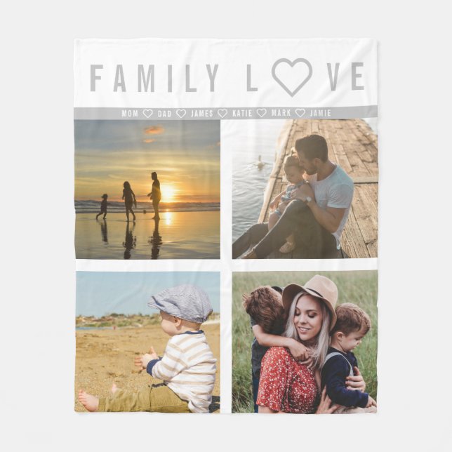 Personalised  4 Photo Family Love Memories Fleece Blanket (Front)