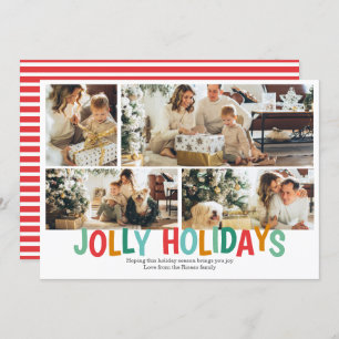 Personalised 4 Photo Jolly Holidays Christmas Holiday Card