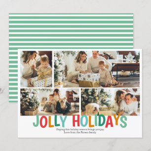 Personalised 4 Photo Jolly Holidays Christmas Holiday Card