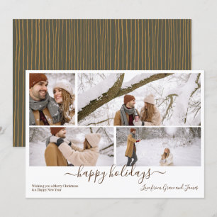Personalised 4 Photo Merry Christmas  Holiday Card