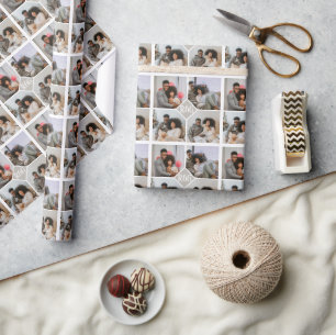 Personalised 4 Photo Monogram Wrapping Paper