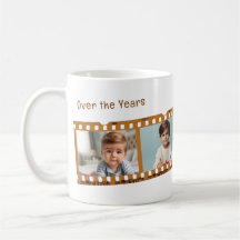 Personalised 4-Photo Old Film Strip Timeline Brown