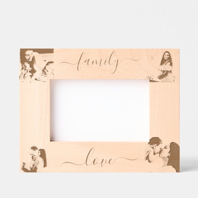 Personalised 4 photo script etched frames (Front)
