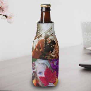 Personalised 4 Photo Template Double Sided Bottle Cooler