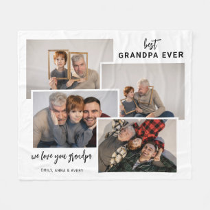 Personalised 4 Tile Photo Grandpa Fleece Blanket